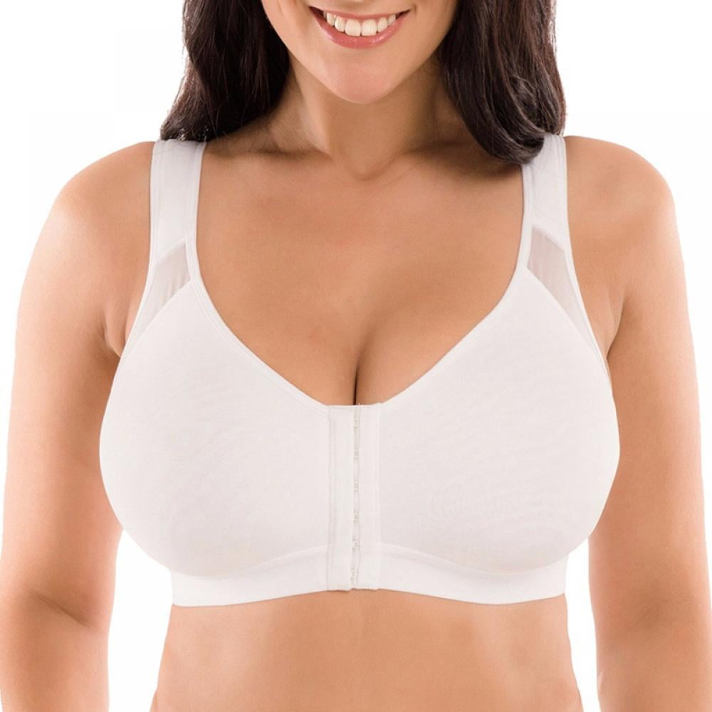 Details about   Lady's Front Closure Wireless Wire Free Seamless Racer Back Push Up Solid Bra 
