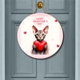 thumbnail image 2 of Happy Valentine's Day Sphynx Brings Love Heart Round Wood Sign Cat Lover Kitten Owner Gifts Idea Hanging Wall Home Decor - 02028, 2 of 5