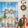 thumbnail image 5 of Shower Curtain 54"W x 78"L Winter Ocean Beach Snowman Christmas Coral Shell Fabric Shower Curtains Set with Hooks Water Repellent Bathroom Curtains Machine Washable Bathroom Accessories, 5 of 9