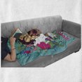 thumbnail image 5 of Afro Girl Soft Flannel Fleece Throw Blanket, Tropical Mood Message with a Woman Hibiscus Butterfly Palm Flowers, Cozy Plush for Indoor and Outdoor Use, 70" x 90", Turquoise and Magenta, by Ambesonne, 5 of 5