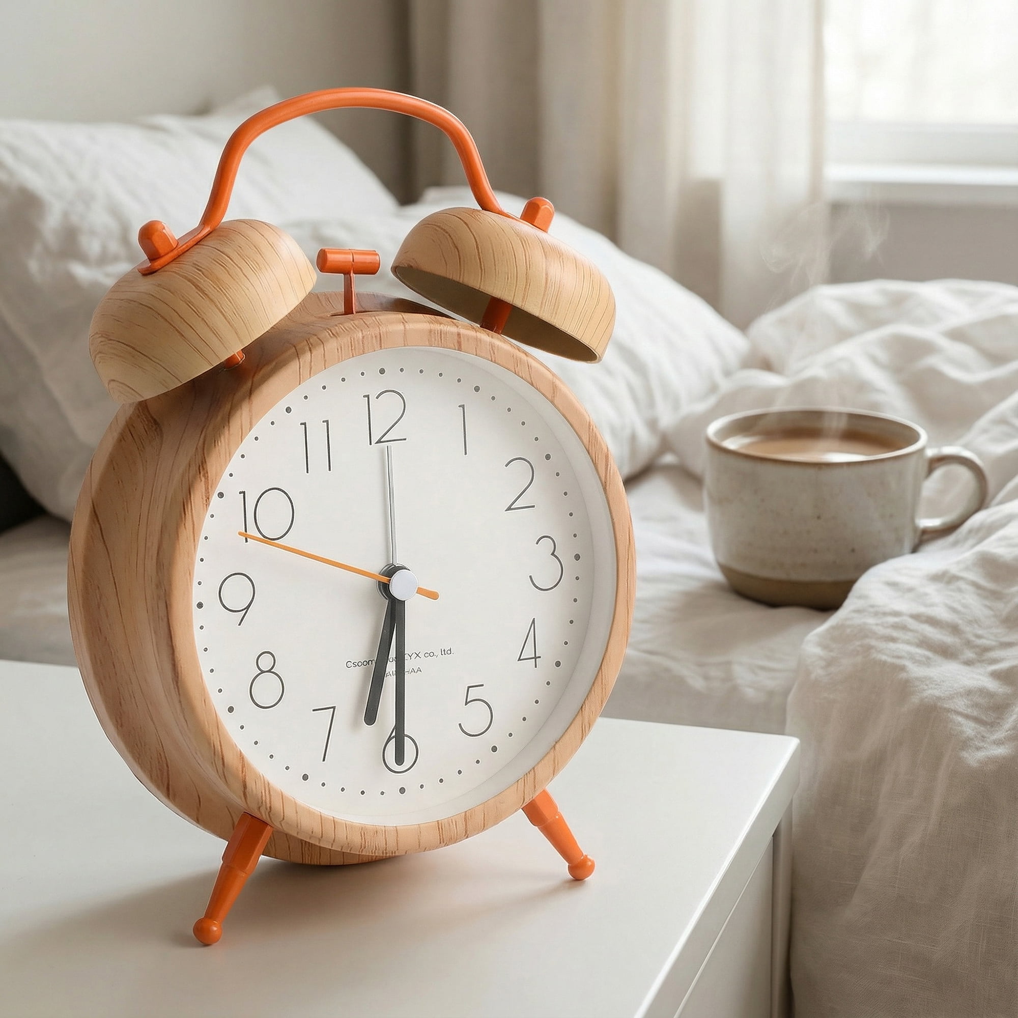 Unique Bargains Alarm Clock with Wood-Grain Patterns Orange 4.6"L x 2.2"W x 6.6"H