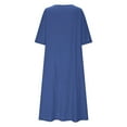 thumbnail image 5 of Wiyuqeen Casual Dresses for Women 3/4 Sleeve Scoop Neck Cotton Linen Dresses Solid Loose Fit Maxi Dresses Oversized Beach Dresses, 5 of 6