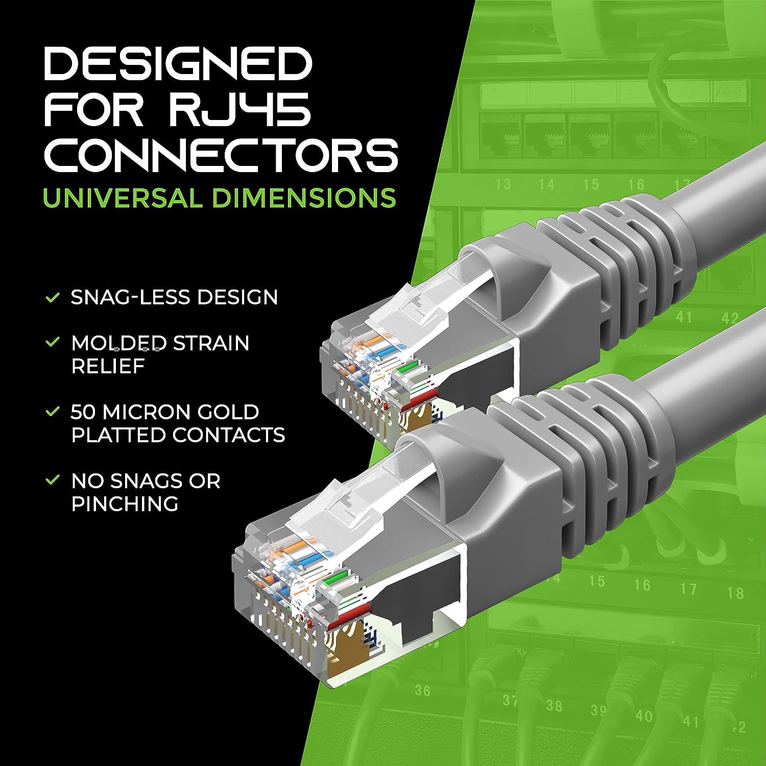 GearIT Pre-Terminated Cat 6 Ethernet Cables for Home & Office Network, Gray 7-ft 10 Pack