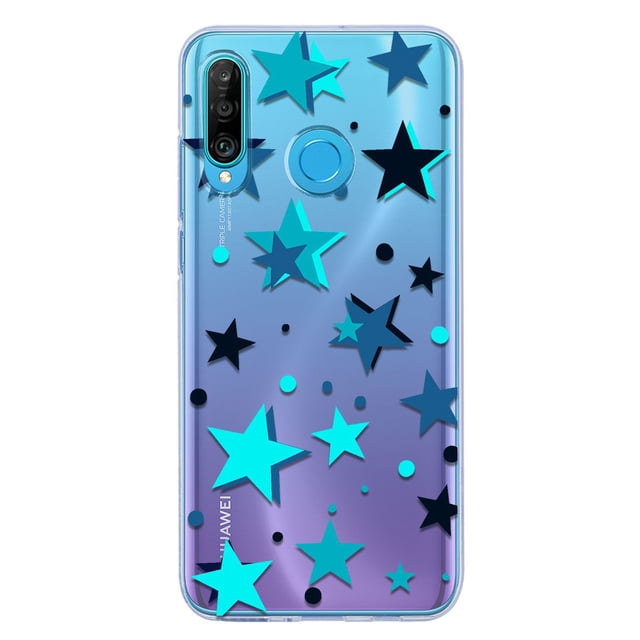 Funda Para Huawei P30 Lite Estrellas Azules, Uso Rudo, InstaCase Protector para Huawei P30 Lite Antigolpes, Case Estrellas Azules