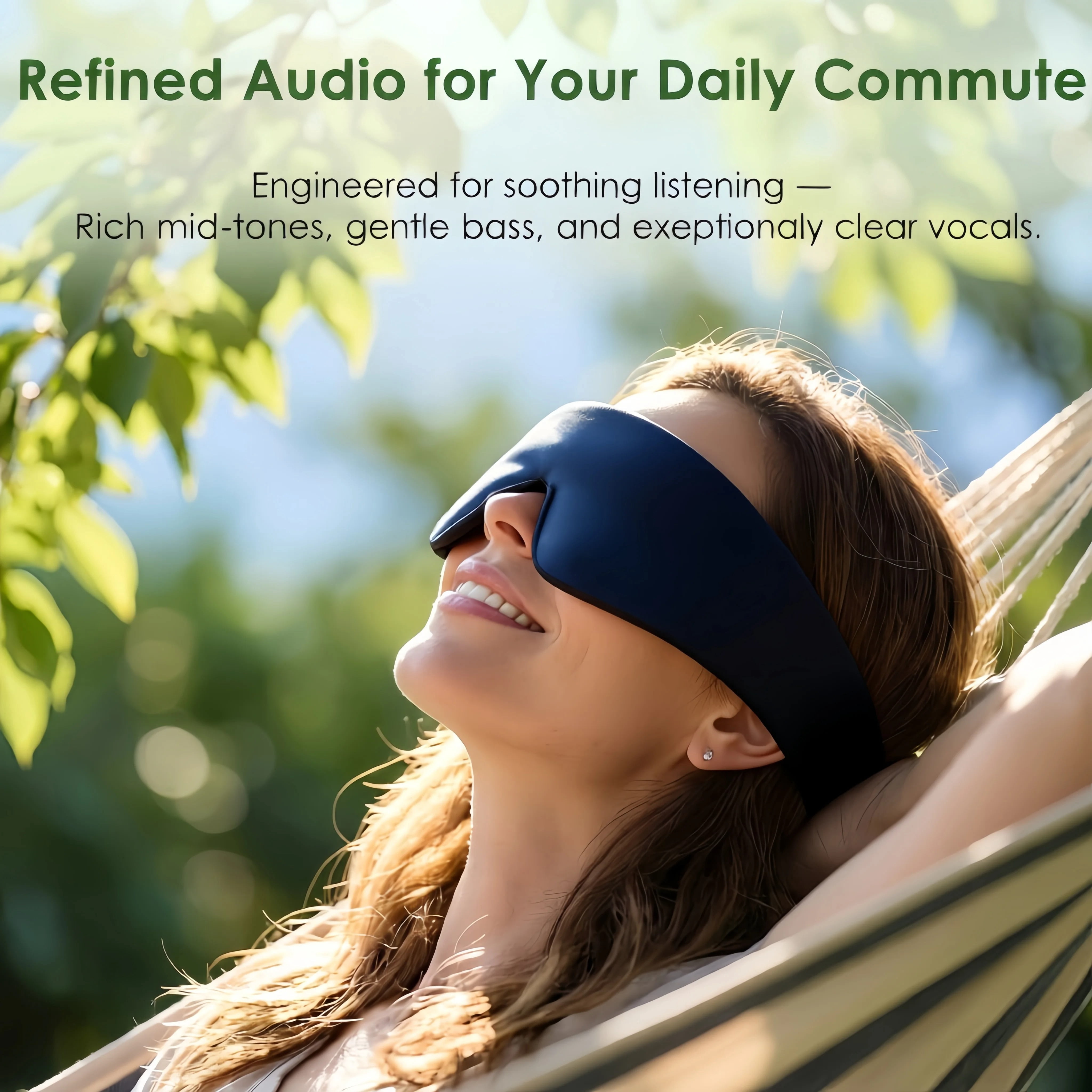 FACEMOON Sleep Headphones with Ice-feeling Extra Soft Modal Lining 100% Blackout Eye Mask Ultra-thin Design