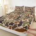 thumbnail image 4 of Castle Fairy Camo Deer King Sheets 4pcs,Rustic Jungle Animal Bedding,Khaki Coffee Black,1 Fitted Sheet, 1 Flat Sheet and 2 Pillowcases, 4 of 6