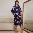 thumbnail image 6 of Plus Size Women Ice Silk Pajama Dress Short Sleeve Floral Loose Sleep Dress Summer Nightgown Loose Sleepwear Printed Nightshirt, 6 of 7