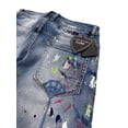 thumbnail image 5 of En Noir Men's Paint Splatter Distressed Ripped Skinny Fit Denim Jeans (30, Blue Stonewashed), 5 of 5