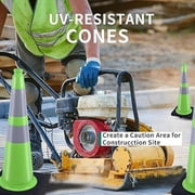 BESEA 8 Pack 28 inch PVC Traffic Cones, Green Safety Cone with 6 inch Reflective Collar for Driveway