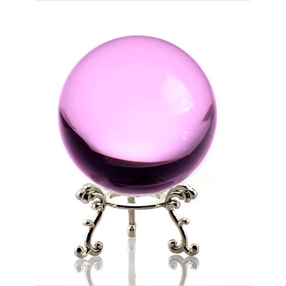 Amlong Crystal Pink Crystal Ball 60mm (2.3 in.) with Silver Flower