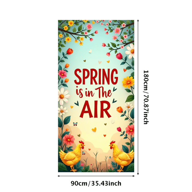 Spring Festival Floral Design Backdrop Banner Vibrant Rooster Theme Background for Celebrations Events Parties Garden Decor Wall Display Photography