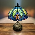 thumbnail image 6 of Tiffany Table Lamp Green Blue Stained Glass Liaison Lamp LED Bulb Included Dragonfly Base for Living Room Bedroom Bedside 10"W*10"D*14"H, 6 of 6