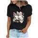 thumbnail image 2 of Tops de Cuello Alto para las Mujeres Amante Impreso Camiseta Cuello Redondo Manga Corta, Poliéster Spandex, 2 of 7