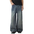 thumbnail image 1 of Vaqueros holgados Y2K for hombre - Pantalones vaqueros grunge vintage de pierna ancha for ropa de calle de hip hop y skater, 1 of 7