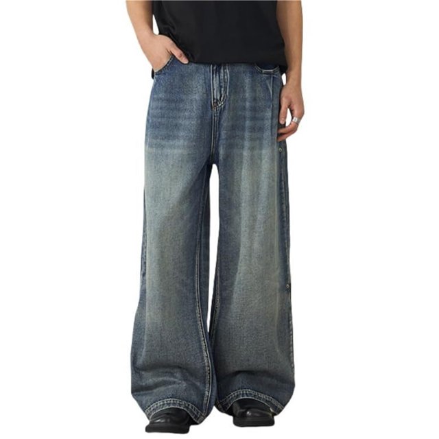 Vaqueros holgados Y2K for hombre - Pantalones vaqueros grunge vintage de pierna ancha for ropa de calle de hip hop y skater