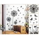 thumbnail image 2 of Pegatinas de pared FLORES DE DIENTE DE LEÓN negras (150 x 114 cm) I mariposa, plantas, rama de árbol I pegatina de pared autoadhesiva para sala de estar, dormitorio, cocina, oficina, adulto, niño, 2 of 5