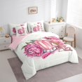 thumbnail image 3 of Manfei Girls Perfume 7-Piece Twin Bedding Sets,Women High Heels Bedding Comforter Set,Romantic Pink Flower Sheet Sets For Teens,Luxury Bedroom Decor Reversible, 3 of 8
