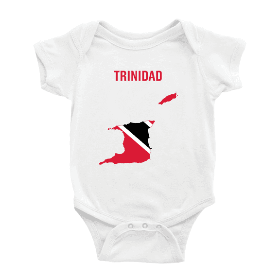 Trinidad Map Flag Cute Baby Rompers Bodysuit (White, 3-6 Months)