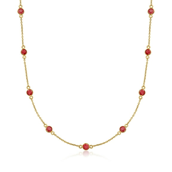 Ross-Simons 3.10 ct. t.w. Ruby Station Necklace in 18kt Gold Over Sterling, Women's, Adult