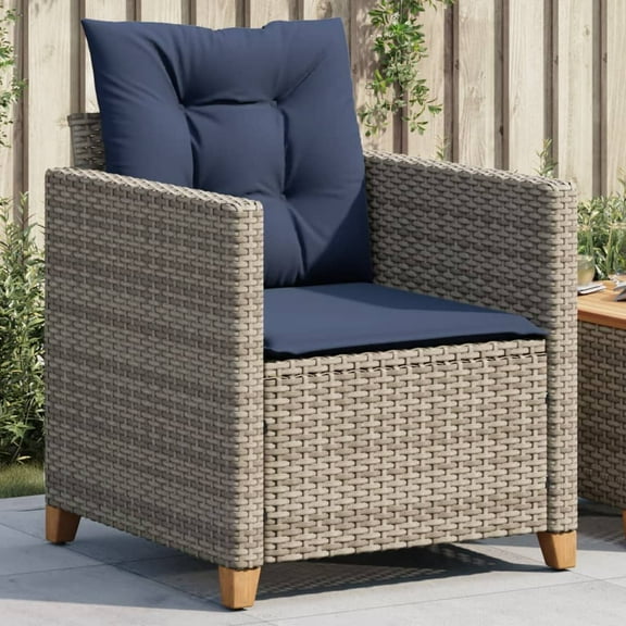 Grey PE Rattan Garden Chair - Outdoor Patio Furniture, Powder-Coated Steel, Cushioned Seat - Balcony, Terrace & Garden