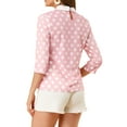 thumbnail image 3 of DARING DIVA Blouses 3/4 Sleeves Solid Office Work Tops S Pink White, 3 of 6