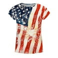 thumbnail image 4 of USSUMA Star Stripes Print T-Shirts for Women Trendy Short Sleeve Cute Basic 4th July Patriotic Dressy Blouse Casual Tops Summer Crewneck Women's Tunics Plus Size Shirt 2022, 4 of 5