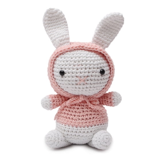 Pastel pink Rabbit Handmade Amigurumi Stuffed Toy Knit Crochet Doll VAC