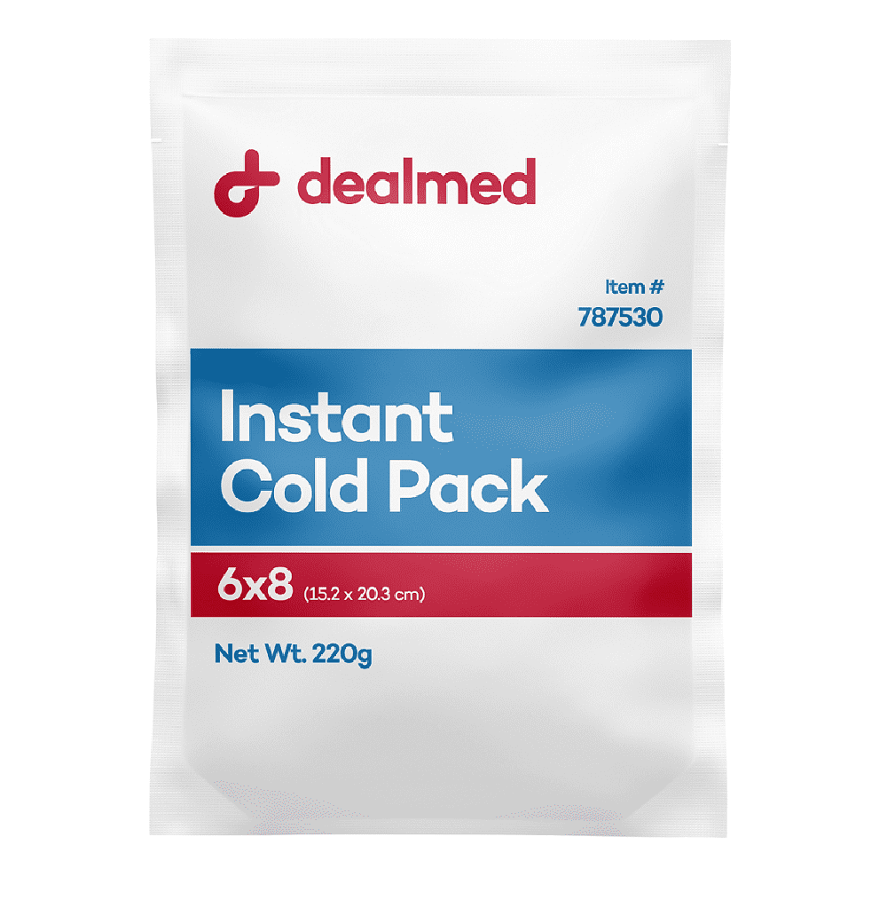 Dealmed Instant Cold Pack, 6" x 8" | Disposable Packs for Helping Injuries, Swelling, Headaches, Soreness (Case of 24)