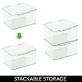 thumbnail image 4 of mDesign Plastic Bathroom Stackable Organizer Bin Box, Hinged Lid, 8 Pack, Clear, 4 of 8