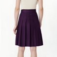 thumbnail image 3 of Womens Stretchy Pleated Midi Skirt Comfort High Waist Cheerleader School Uniform Skirt for Teen Girls, 3 of 6