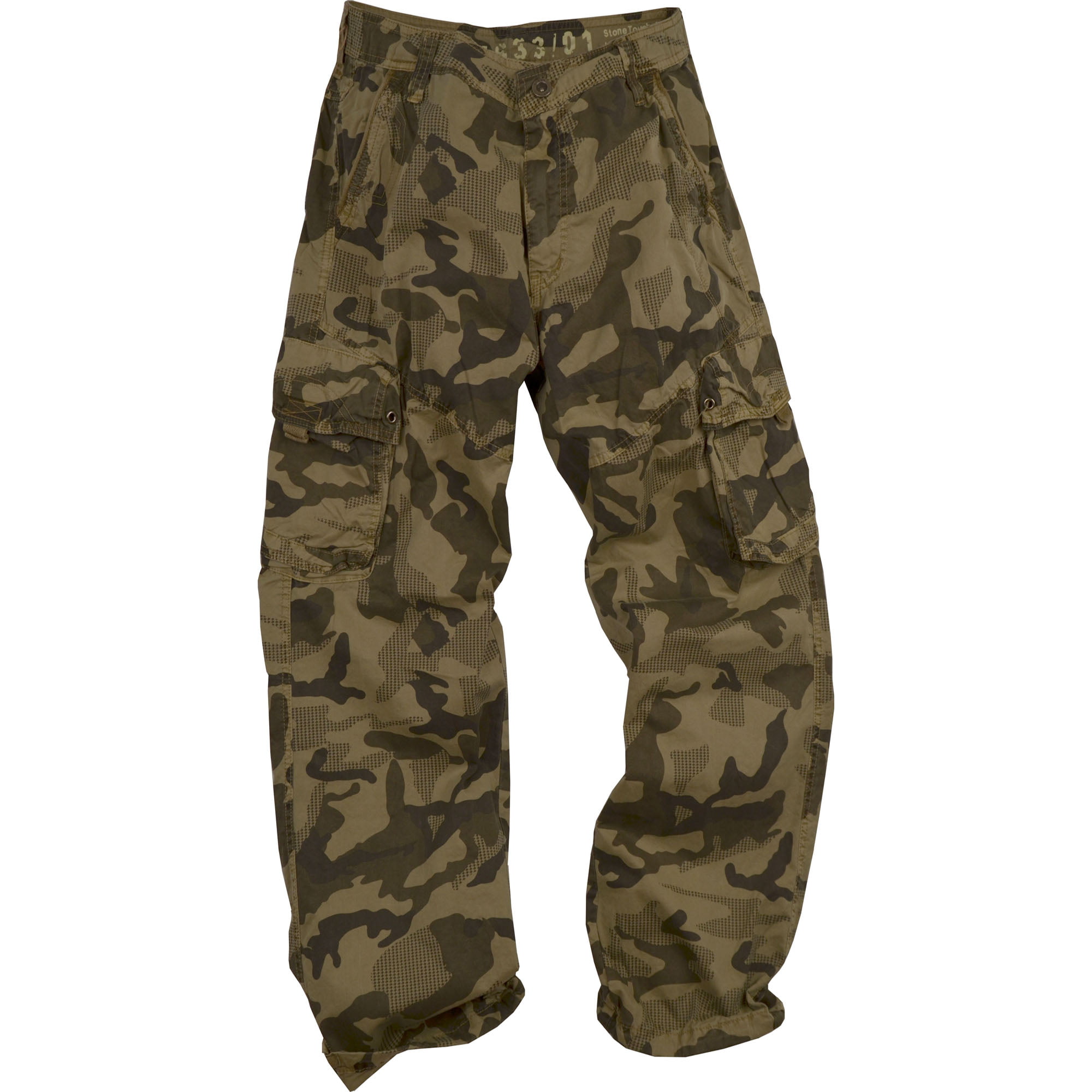 StoneTouch #28C1_C3 Men's Military-Style Cargo Pants 32x34--Khaki Camo ...