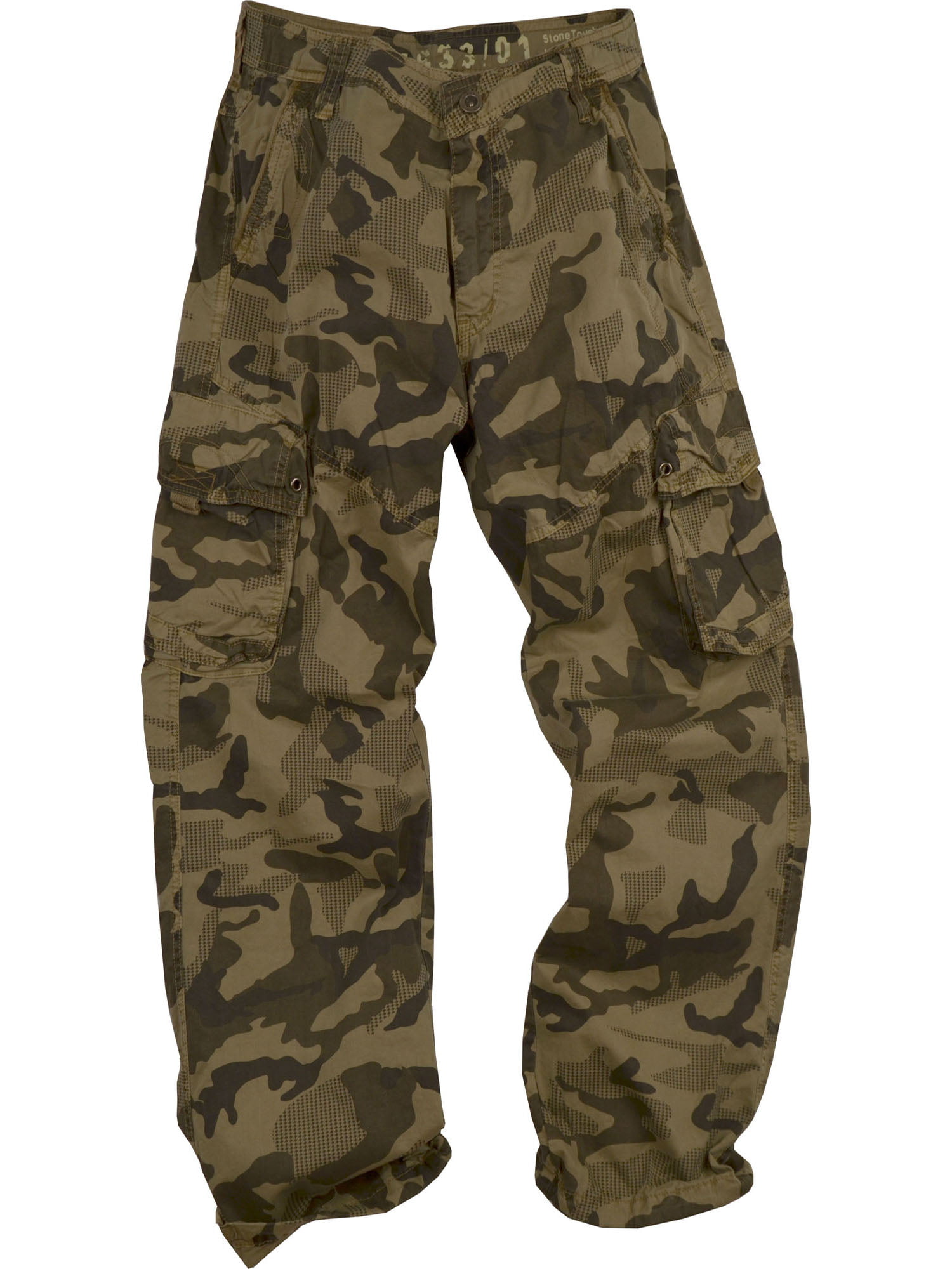 StoneTouch #28C1 Men's Military-Style Cargo Pants 44x32--Khaki Camo ...