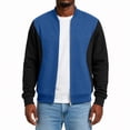 thumbnail image 4 of Men Casual Lightweight Bomber Jacket Stand Collar Zipper Closure Color Long Sleeve Jackets Color Block Varsity Coat, 4 of 5