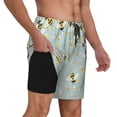 thumbnail image 2 of Yiaed Bees Print Mens Swim Trunks Bathing Suit Compression Liner Beach Swim Shorts Swimwear Quick Dry Zipper Pocket No-Chafing Board Short-XX-Large, 2 of 6