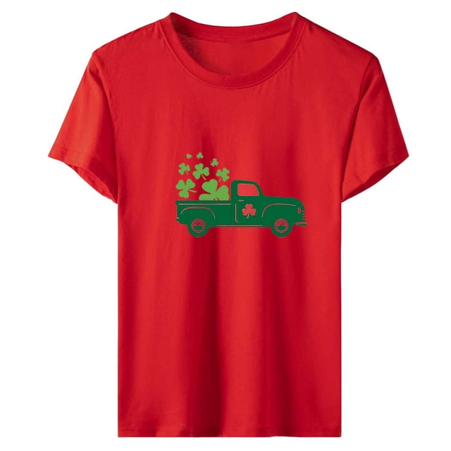 QIPOPIQ T-Shirts à Manches Courtes pour Femmes à Col Rond T-Shirts de la Saint-Patrick Hauts Shamrock T-Shirt Chemise Verte Tunique T-Shirts de la Saint-Patrick Tee T-Shirt T-Shirts de Noël pour les Fêtes T-Shirts Graphiques Aubaines