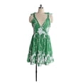 thumbnail image 1 of Vestido casual con volantes y correa de espagueti ajustable con cuello cruzado floral de verano para mujer Adepaton  BST2000102-3, 1 of 6