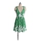 thumbnail image 1 of Mini vestido floral con volantes en la parte delantera, cuello en V, sin mangas, una línea de vestidos acampanados, 1 of 6