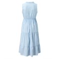 thumbnail image 4 of Dress For Womens Summer Sleeveless Collar Striped V Neck Flowy Casual Midi Dress, 4 of 7