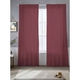 thumbnail image 2 of Red Solid Color Sheer Curtains 84 Inch Length 2 Panels Set Window Treatments, Aesthetics Contemporary Luxury Rod Pocket Semi Curtains for Living Room/Bedroom/Kitchen Décor, 104"W x 84"L, 2 of 7