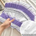 thumbnail image 4 of Twin Sze Fitted Sheet Set - Purple Striped 2 Piece Bedding Sets 16" Deep Pocket Fitted Sheet with 1 Pillowcase, Farmhouse Vertical Stripes Geometric Brushed Microfiber Hotel Luxury Bed Sheets, 4 of 9