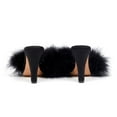 thumbnail image 3 of XYD Women Chic Faux Fur Backless Slides Mules Square Open Toe Sandals Chunky High Heel Slip On Pumps Dressy Shoes Size 4.5 Black, 3 of 4