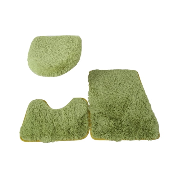 Bathroom Rug Sets 3 Piece Non Slip, Toilet Lid Cover and Contour Mat, Bath Mats Shower Mat for Tub (Dark Green_3Pcs)