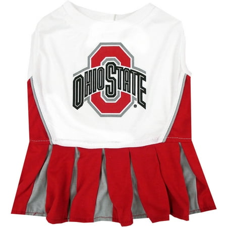 Ohio State Fan (Pets First College Ohio State Buckeyes Cheerleader, 3 Sizes Pet Dress Available. Licensed Dog)