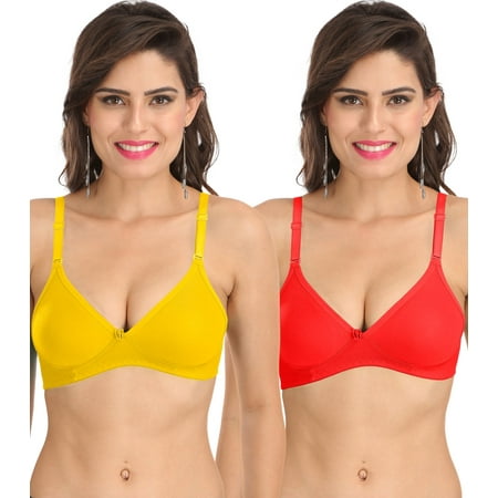 

Ossirrio Women s Everyday Non Padded Non Wired 3/4th Coverage T-Shirt Bra with Free Transparent Strap