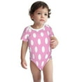 thumbnail image 2 of Xecao Pink And White Polka Dot Pattern Baby Climbing Bodysuit Short Sleeve Onesie Unisex 0-12 Months Baby Shirt Newborn Outfits Crotch snap design-, 2 of 6
