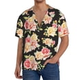 thumbnail image 3 of Xecao offers the Rose Flowers for Men's Casual Short-sleeved Shirt, a button-up collared shirt with a pocket, perfect for beach vacations and yacht travel in the Large size., 3 of 7