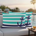 thumbnail image 4 of Anchor Turquoise Outdoor Waterproof Pillow Covers, Modern Navy Blue White Striped Nautical Decorative Rectangle Throw Pillowcase Sofa Cushion Sham for Patio/Couch/Chair, 20"x12" 2 Pack, 4 of 8