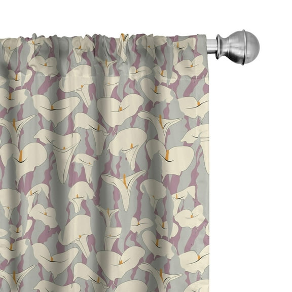 Ambesonne Floral Curtains, Abstract Calla Lily, Pair of 28"x63", Purple Grey Ivory