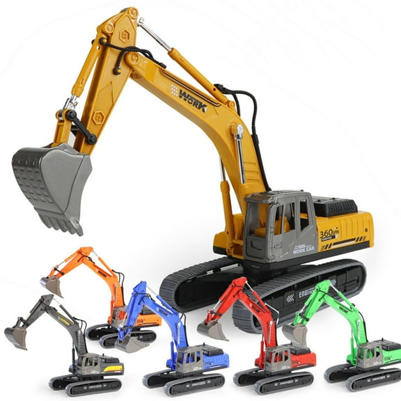 Nsxcdh Kids Toy Car Excavator Model Engineering Simulation Ornament Rubber Track Push Forward Adjustable Joints Abs Safe 8in for Boys Girls Play Home Office Decor