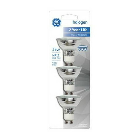 GE 3 Pack Q35GU10 35W Quartz Halogen Lamp Mr16 Covered Glass GU10 2 Pi